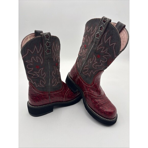 Ariat Boots Womens Size 6 B ProBaby Ostrich Print Red & Grey 16708 - Picture 3 of 9